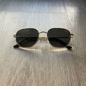 quay australia big time gold round geometric Polarized sunglasses eyewear NEW